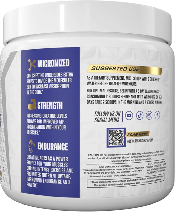 Alpha Creatina Micronized monohidratada 60servs