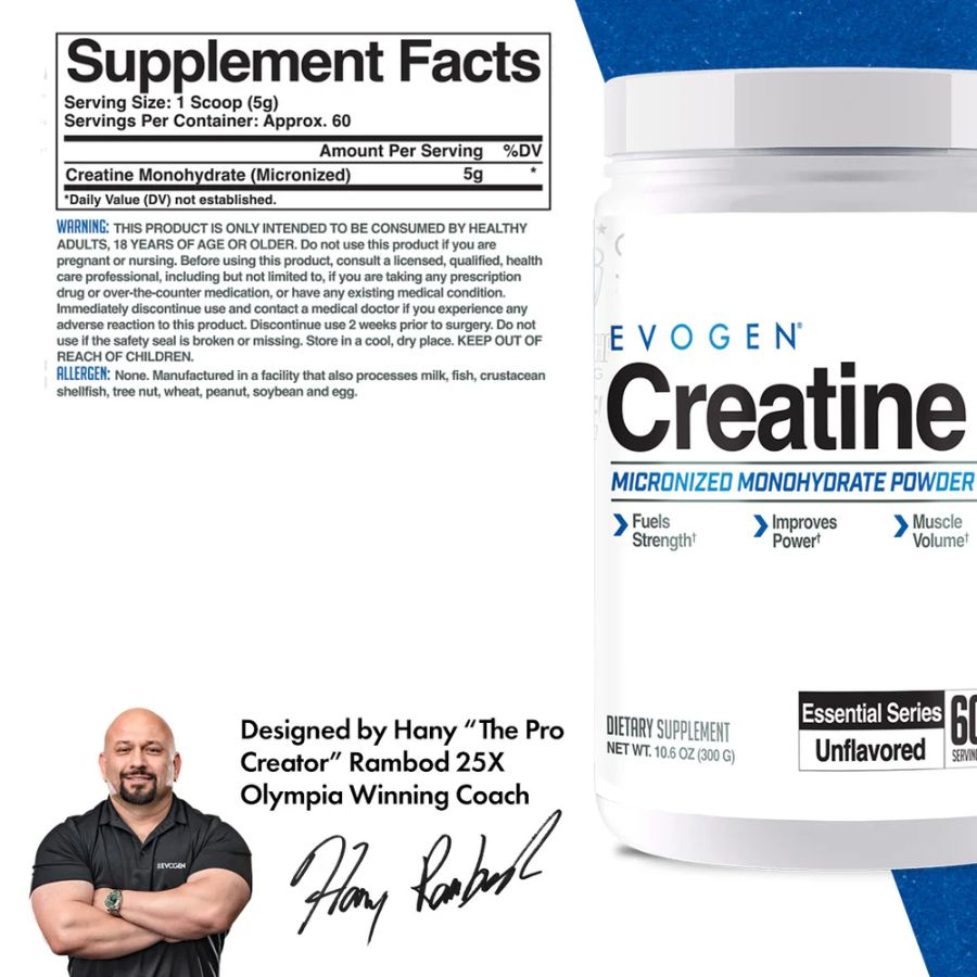 Evogen Creatina Micronizada y Monohidratada, 60 servicios