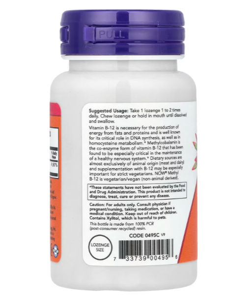 NOW Methyl B12, 1000 mcg, 100 pastillas