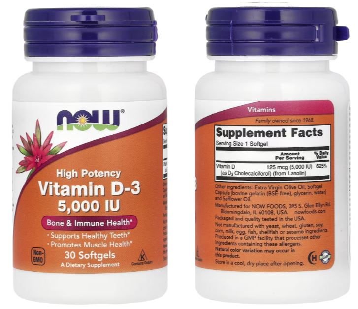 Now Vitamin D3 5,000 UI 30 caps