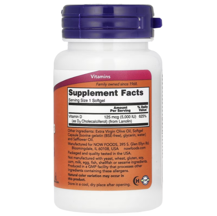 Now Vitamin D3 5,000 UI 30 caps
