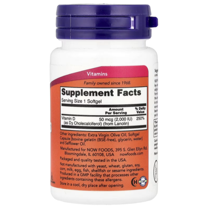Vitamina D3 2,000 IU, 30caps
