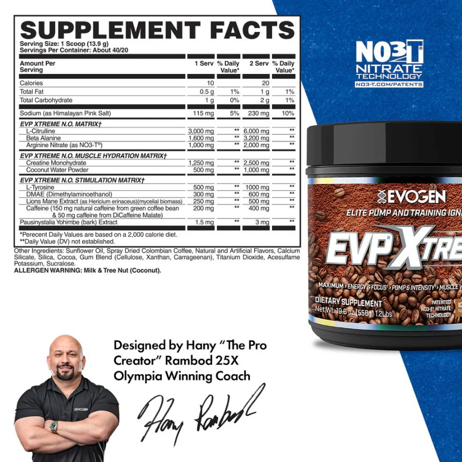 Evogen - EVP Xtreme N.O. 40/20 servicios, sabor Iced Mocha Coffee