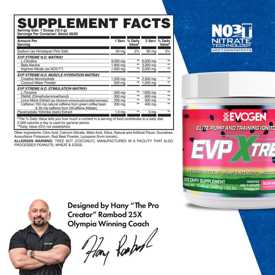 Evogen - EVP Xtreme N.O. 40/20 servicios, sabor Sour Watermelon