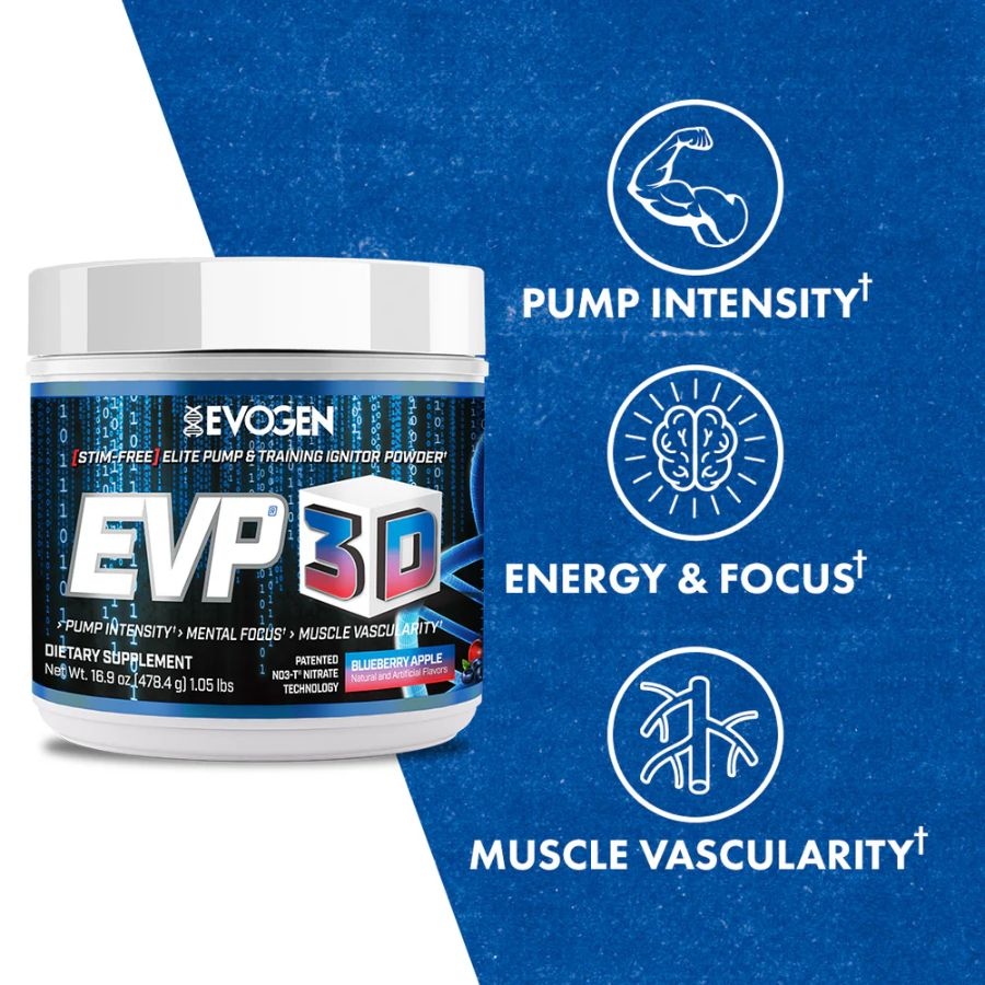 Evogen - EVP-3D Non-Stim 40/20 servicios, sabor Blueberry Apple