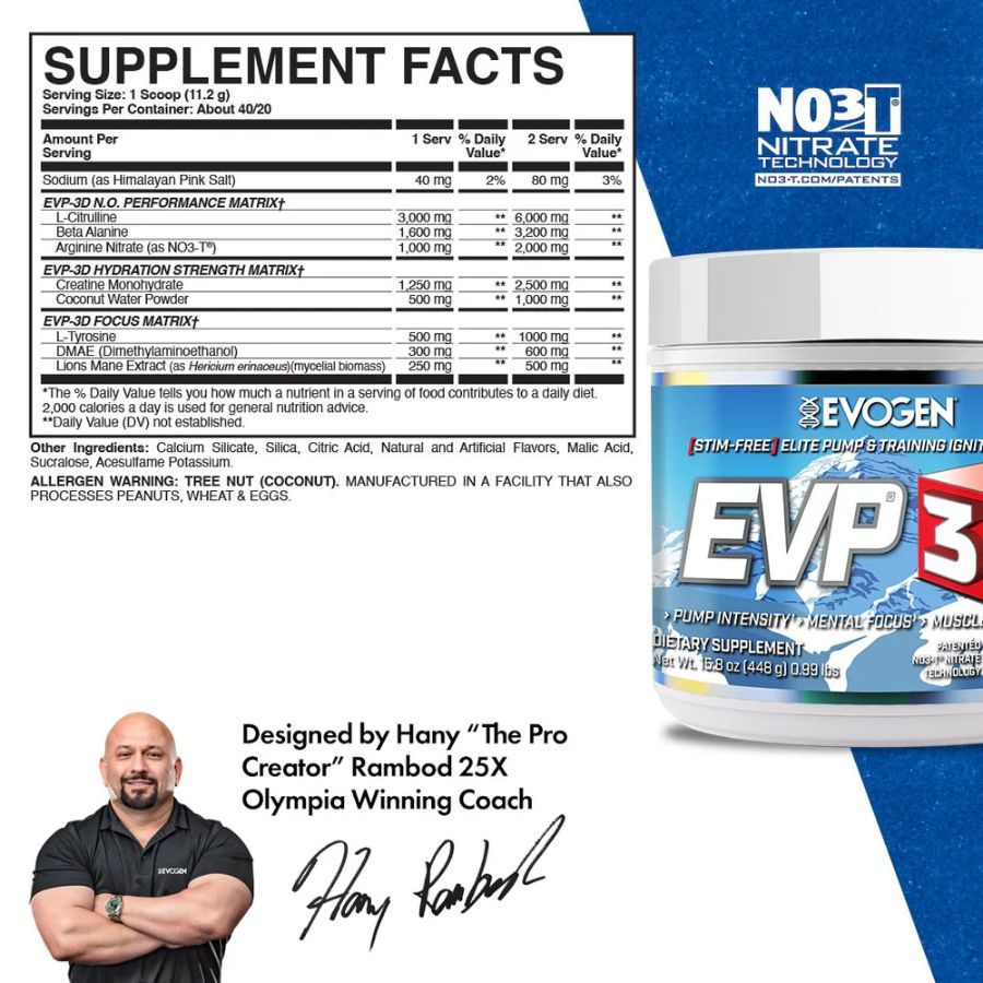 Evogen - EVP-3D Non-Stim 40/20 servicios, sabor Polar Cherry Frost