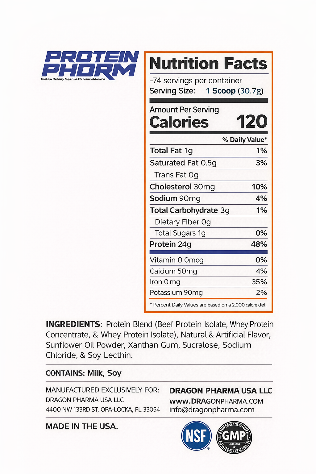 Dragon Pharma - ProteinPhorm Beef + Whey Protein - 5lbs