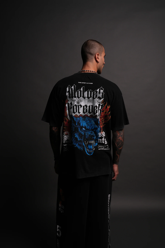 Darc Sport - Death Wolf "Premium" Oversized Tee in Black - Talla S