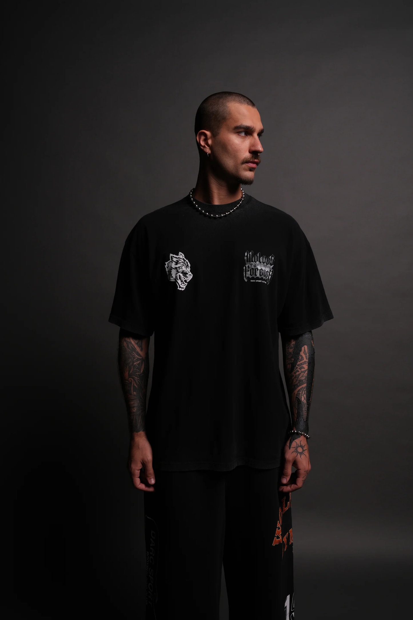 Darc Sport - Death Wolf "Premium" Oversized Tee in Black - Talla S