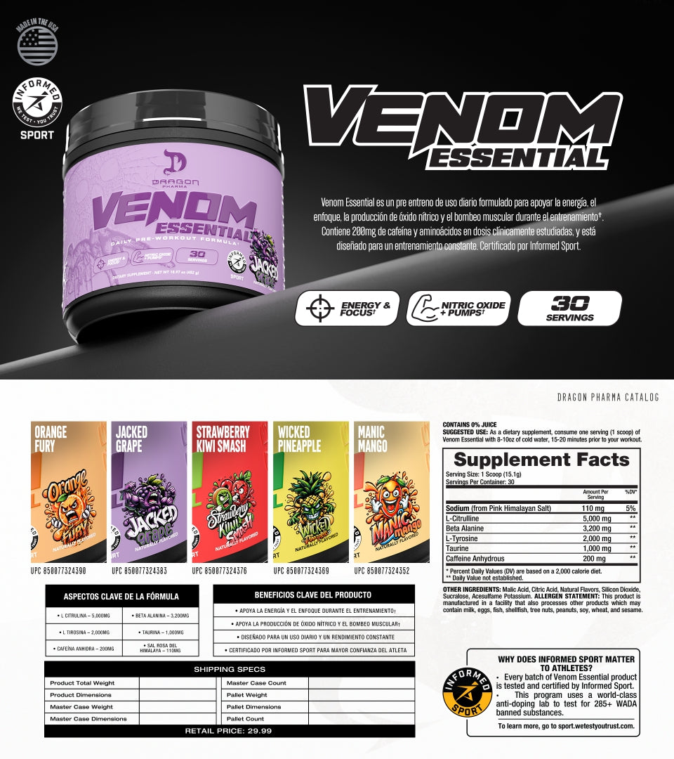 Dragon Pharma - Venom Essential - 30 Servings